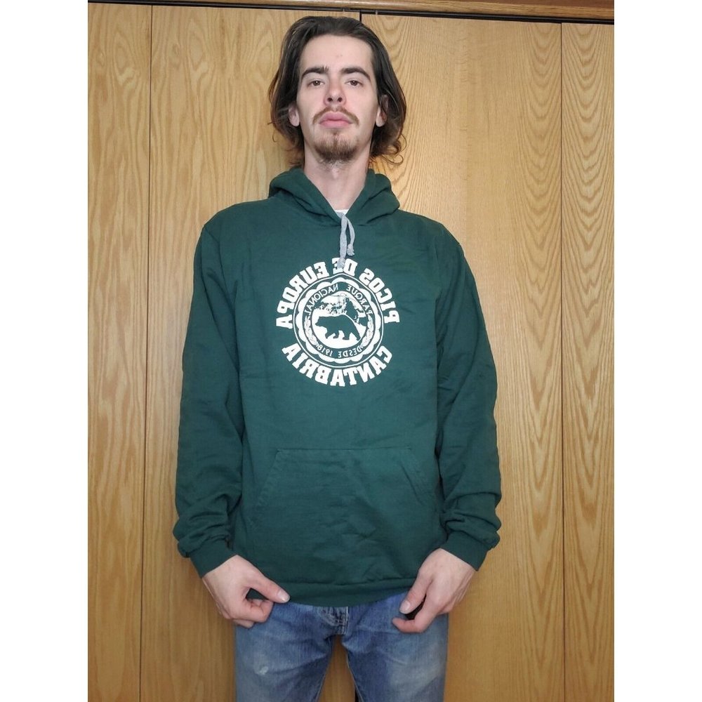Picos De Europa Cantabria Green Hooded Sweatshirt Made In Spain Men's XL Diseño